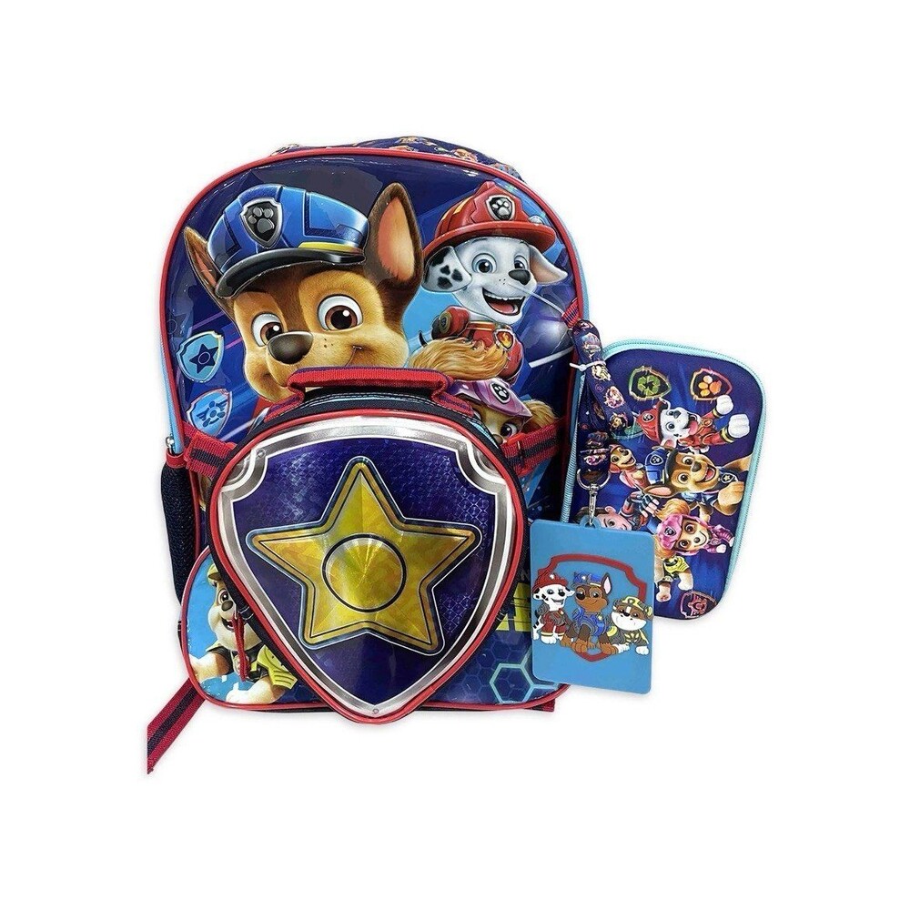 Paw Patrol Movie School Backpack Lunch Box pencil box lanyard 4 Piece set Kid